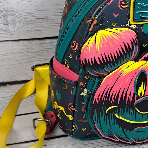 Loungefly Backpack Disney Parks Halloween 2023 Mickey Pumpkin Glows in the Dark - Picture 4 of 11